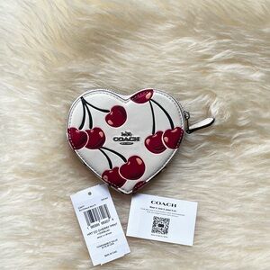 Coach Heart Coin Case Cherry Print